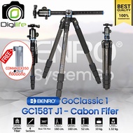 Benro GoClassic 1 GC158T J1 Carbon Fiber Tripod - New Portable 360° Ball Head Adjustable Camera Moun