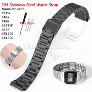 18mm for Casio F91W F105 F108 A158W A168 AE1200 AE1300 Ultra-thin 304 Stainless Steel Watchband 3-be