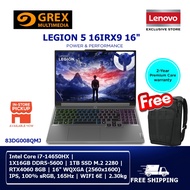LENOVO LEGION 5 16IRX9 83DG00DBMJ RTX4070 OR 83DG008QMJ RTX4060 GAMING LAPTOP (I7-14650HX, 16GB, 1TB