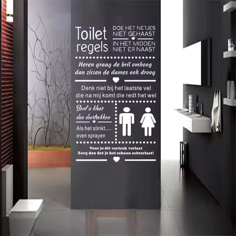 Vinyl wall stickers for toilet rules, home decoration, can be customized, dz100