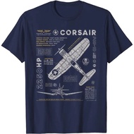 Round Neck T-Shirt Military Fashion Ford F4u Fighter Plane Corser Diagram Graphics There Are Many Co
