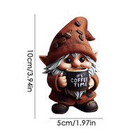 （ALLOER） Coffee Gnomes Resin Figurine Handmade Kitchen Tabletop Decor Coffee Bar Accessory Christmas