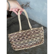 Woven burlap bag.