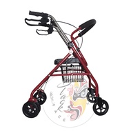 ♞Blackface B-806 Adjustable Adult Medical Walker Rollator with Seat and Wheels (Red)