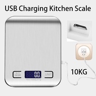 USB Charge Kitchen Scale – Stainless Steel Multifunction Food Scale 10kg/10000g Capacity High Precis