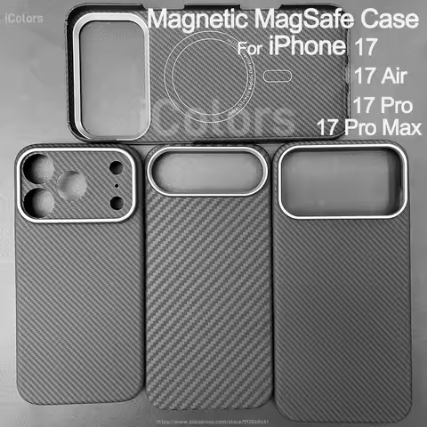Magnetic MagSafe Case for iPhone 17 Pro Max/17 Pro/17 Air/17 Aramid Carbon Fiber Case Ultra thin Lig