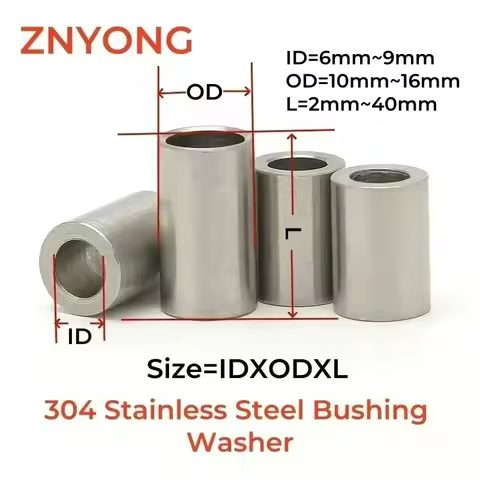 ZNYONG M6 M7 M8 M9 Unthreaded 304 Stainless Steel Bushing Washer Gasket Round Hollow Standoff Spacer