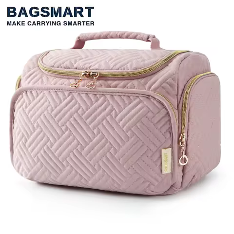BAGSMART Women's Cosmetic Bag Large Capacity Travel Toiletry Bag With Handle Waterproof Storage Make