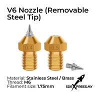 1 PCS - New E3D V6 nozzle with M6 0.2/0.3/0.4/0.5mm  Removable Stainless Steel Tips For E3D V6 Hoten