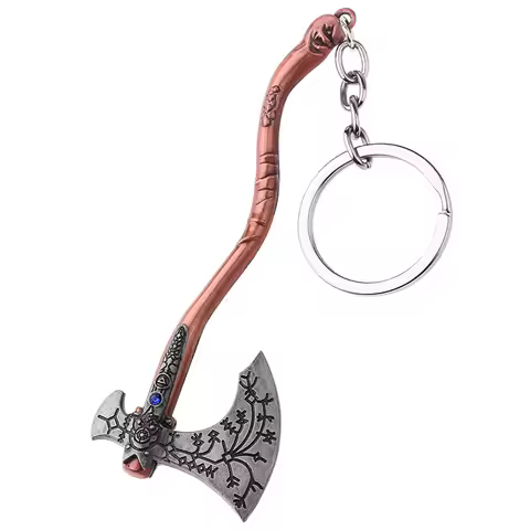 God of War Kratos Axe Key Chain Guardian Shield Sword Pendant Keychain for Women Men Fans Car Keyrin