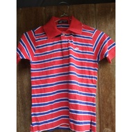MERAH PUTIH Crocodile Children's T-Shirt size 4 Red Blue White Stripe preloved polo Collar Short Sleeve