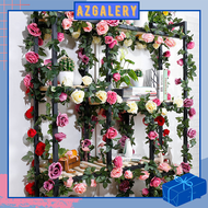 Azgalery PBP98 / Tanaman Hias Juntai Rambat Bunga Mawar Daun Artificial Rose Flower Plastik Ornamen Hiasan Dekorasi Dinding Ruangan Buatan Cantik Kasual / COD