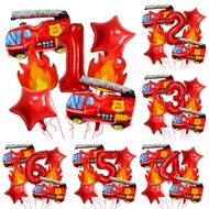 9pcs/set Fire Truck Theme Fire Foil Balloon set 32in Red Number Balloon Kids Toys Birthday Party Dec