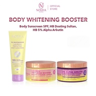 Noera Body Whitening Booster Package l Body Sunscreen SPF Yellow + HB Dosting + HB 5% ALPHA ARBUTIN 