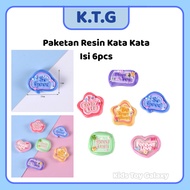 Package of 6pcs Resin Words in Heart, Star, etc. Resin Cartoon Letter DIY/ Shapes-Pink Heart