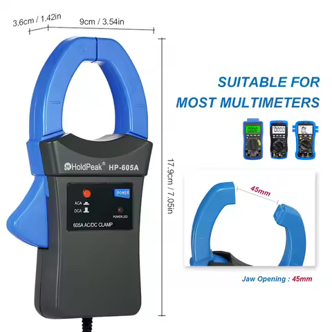 HP-605A AC/DC Current Clamp Meter Adapter 600A 1mV/A Output for Digital Multimeter Current Measureme