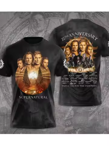 Summer Supernatural TV Series 3D Printing Tshirt Fashion Men Women Harajuku Short sleeve O-neck Tee 