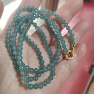 Natural Oil Cyan Blue Water Jade 4mm Ice Round Bead Necklace Ice Blue Women Jade Bead Chain Beads Mu