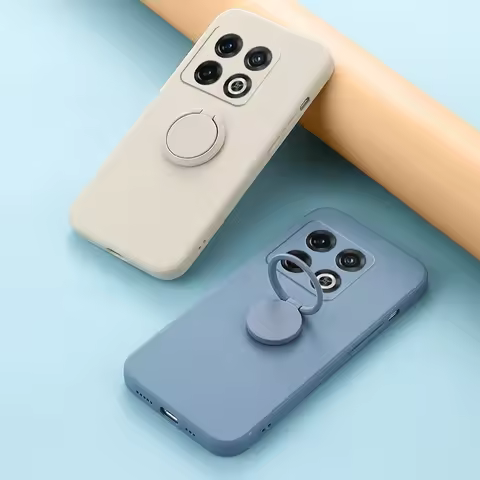 360 Finger Ring Square Silicone Case For OnePlus One Plus 10 9 9R 9RT 8 7 7T Pro Nord CE 2 5G Phone 