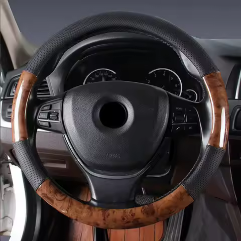 Faux Wooden Leather Car Steering Wheel Cover 36/37/38/39/40 CM for Mercedes-benz BMW E46 E90 E91 Vol