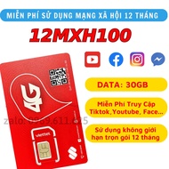 FREESHIP - CHƯA KÍCH HOẠT. {Trọn Gói 12 Tháng} Sim 4G Viettel MXH100 Tặng 1GB/Ngày Miễn Phí Truy Cập