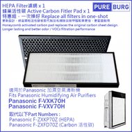 淨博 - 一組兩件適用於 Panasonic樂聲Nanoe F-VXK70H F-VXV70H F-ZXKP70Z F-ZXFD70Z 放濕型空氣清新機HEPA濾網+活性碳濾網濾芯