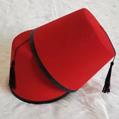 Universal Round Felt Fez Cap Moroccan Hat Breathable Tarboosh Fez Hat Red Color Cosplay Turkish Tass