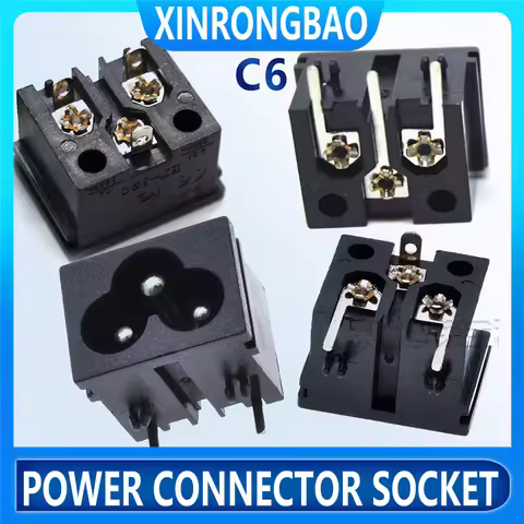 10PCS AC Power connector socket AC 2.5A250V 3 pin voltage AC IEC 320 C6 power socket connector 3pin 