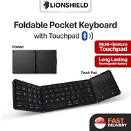 (SG) LionShield Foldable Bluetooth Keyboard with Touchpad, Portable Multi-Device Rechargeable Wirele