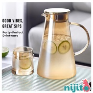 Nijito - Borosilicate Glass Teapot Hot Cold Water Kettle Jug Air Jug Kaca Glass Cup Water Teko Jar A