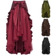 Medieval Pirate Cosplay Dress Steampunk Gothic Wrap Dress Women's Victorian Ruffled Pirate Skirt