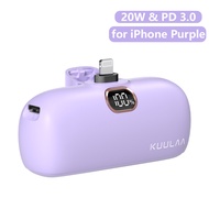 Kuulaa 20W Mini Powerbank พาวเวอร์แบงค์ ขนาดเล็ก แบบพกพา 5000mah Power Bank แบตสำรองไร้สายแบบ Powerb