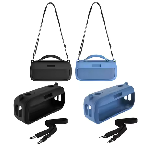 Silicone Cover Case Shockproof Speaker Cover Anti-Scratch Speakers Pouch Bag with Shoulder Strap for