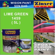 1459 LIME GREEN ( 5L ) 5 Liter ZINXER EPOXY PAINT Two Pack Epoxy Floor Paint - 4 Liter + 1 Liter N