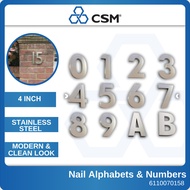 CSM SUS Nail Letters Numbers Alphabet Stainless Steel Sign Door House A-Z 0-9 Symbol 4 Inch