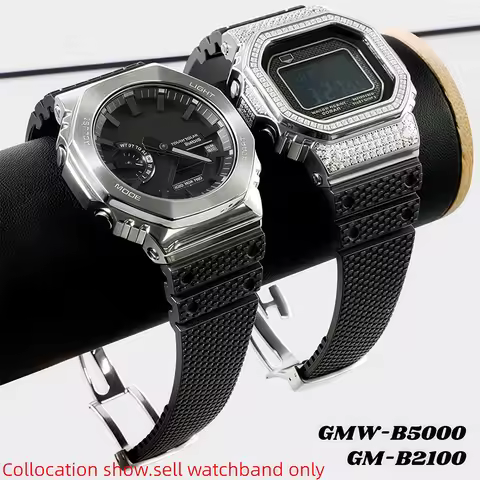 Modify gmw b5000 FKM Rubber watch Strap For Casio g-shock GMW-B5000 GM-B2100 fluoro rubber watchband