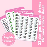 (Eng.)22 Types House Chores Planner sticker sheet Housework Stickers Reminders Calendars Or Planners