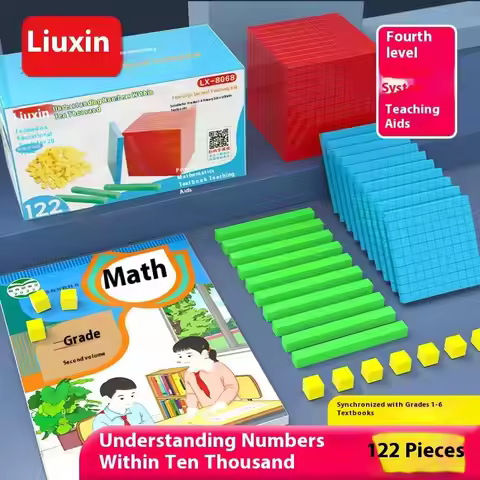 1 Set Kids Math Plaything Ten Hundred Thousand Complete Kit Math Plastic Base Toys Counting Cubes Ga