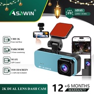 Asawin A4M 2K Dash Cam Wifi Adas Ultra HD 1440P Dual Channel Front &amp; Rear DashCam Night Vision App Control Car Camera Driving Recorder