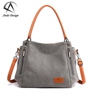 Andoออกแบบผ้าธรรมดากระเป๋ากระเป๋าผ้าใบใหม่นักเรียนArt Messengerความจุมากกระเป๋าผ้าใบผู้หญิงกระเป๋าสะ