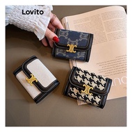 FC1 Lovito Casual Houndstooth Colorblock Coin Holders & Purses for Women LFA11388 Lovito Casual Colo