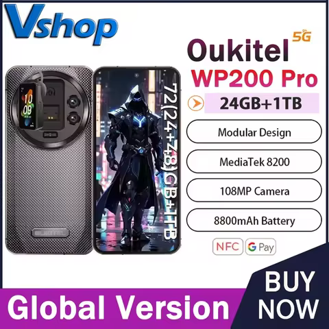 Oukitel WP200 Pro 5G Rugged Phone Modular Design Detachable Earphone watch 24GB+1TB 6.7" Android 15 