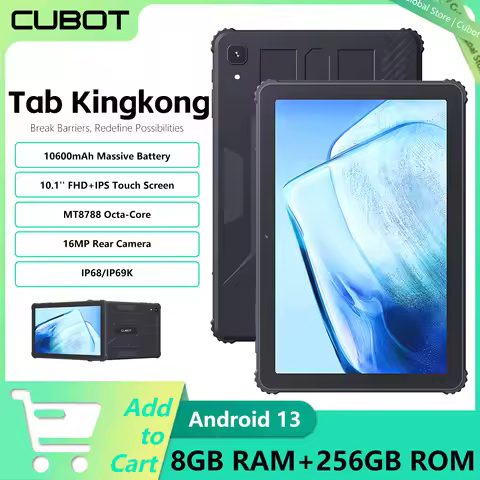 Cubot TAB KINGKONG,Rugged Tablet Android 13,IP68 Waterproof,16GB RAM(8GB+8GB Extended),256GB ROM,106