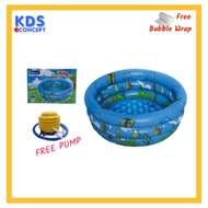 [KDS E Concept] Inflatable 3 Rings Cartoon Print Round Swimming Pool With Foot Pump Children Kids