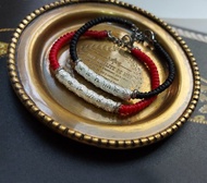 純銀六字真言編織手鍊 925純銀  蠟線 六字大明咒。缺貨。預購