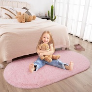 Merelax Soft Shaggy Rug for Kids Bedroom, Oval 2.6'x5.3' Pink Plush Fluffy Furry Carpets for Living 