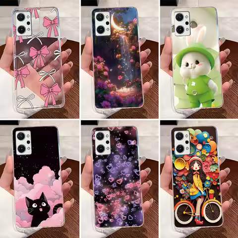 Clear Case for Oppo Reno 5A 7A 9A Cute Love Rabbit Funny Transparent Silicone Back Cover Soft Phone 