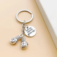【Trending in Fashion】 Cute Never Never Give Up Boxing Gloves Key Chain Inspirational Boxer Sports Me
