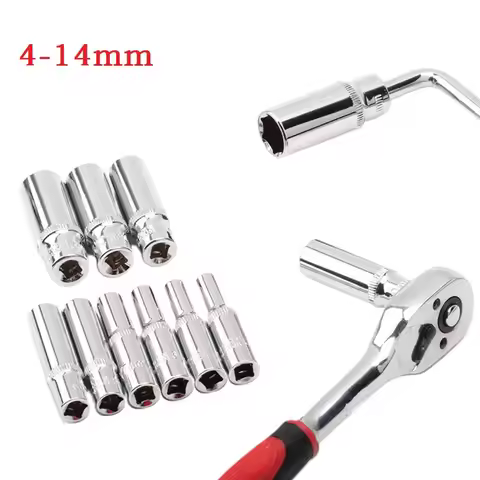 4-14mm Deep Socket Adapter 1/4inch Hex Socket Wrench Heads Ratchet Tool 6.35mm Head Interface Socket