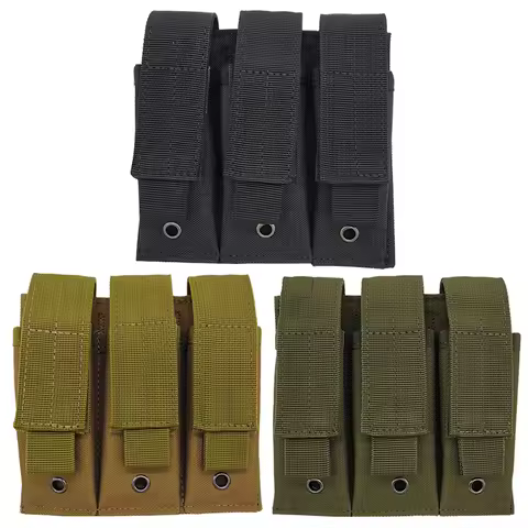 Molle Tactical Triple Pistol Mag Pouch Outdoor Open-Top Single Double 9mm Magazine Pouch Holder Case